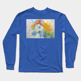 Unicorn Watercolor Painting - Magical Rainbow Long Sleeve T-Shirt